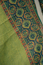 Green Ajrakh Print Cotton Anarkali Suit Set