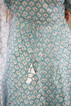 Blue Handblock Anarkali Suit Set