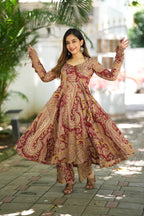 Kalamkali Printed Cotton Anarkali Suit Set