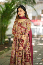 Kalamkali Printed Cotton Anarkali Suit Set
