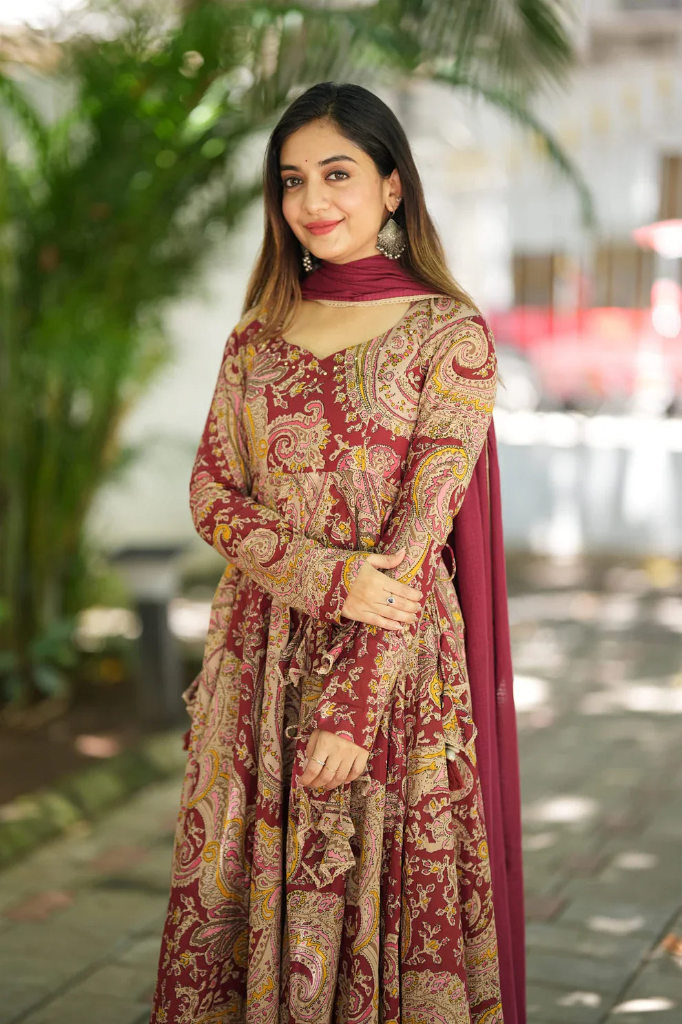 Kalamkali Printed Cotton Anarkali Suit Set