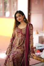 Kalamkali Printed Cotton Anarkali Suit Set