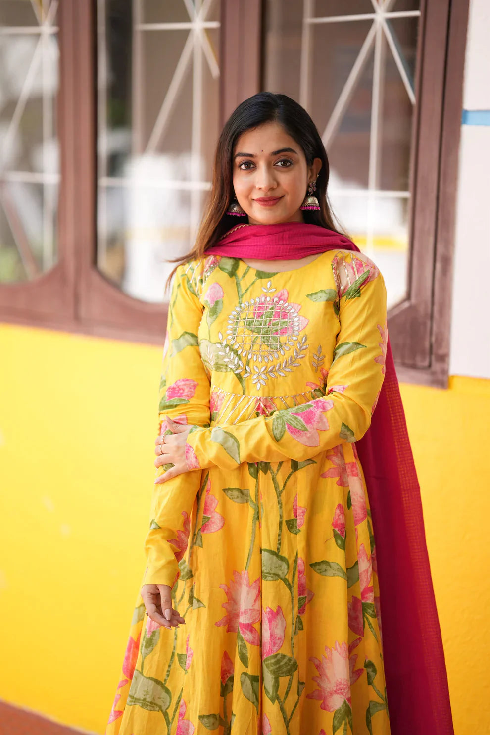 Shara Yellow Anarkali Suit Set