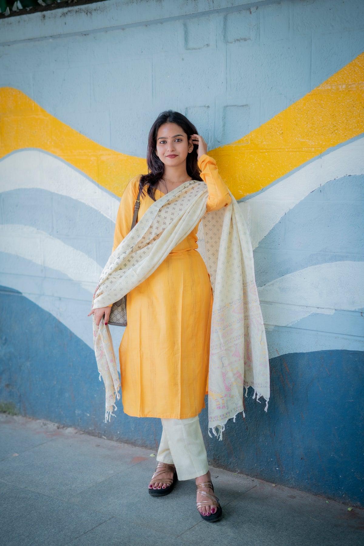 Saanjita Sunshine Yellow Cotton Suit Set