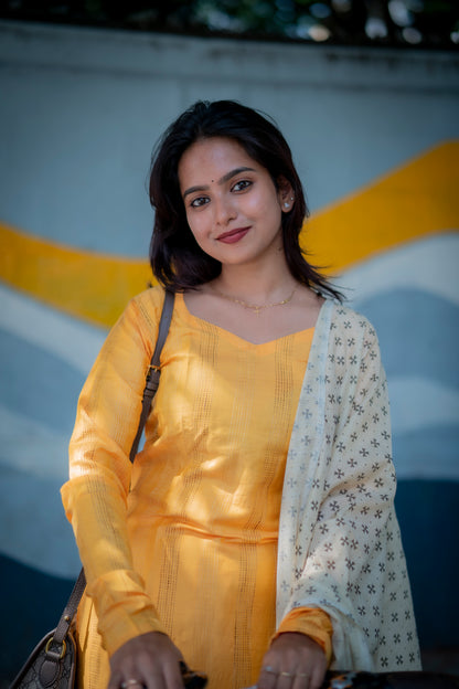 Saanjita Sunshine Yellow Cotton Suit Set
