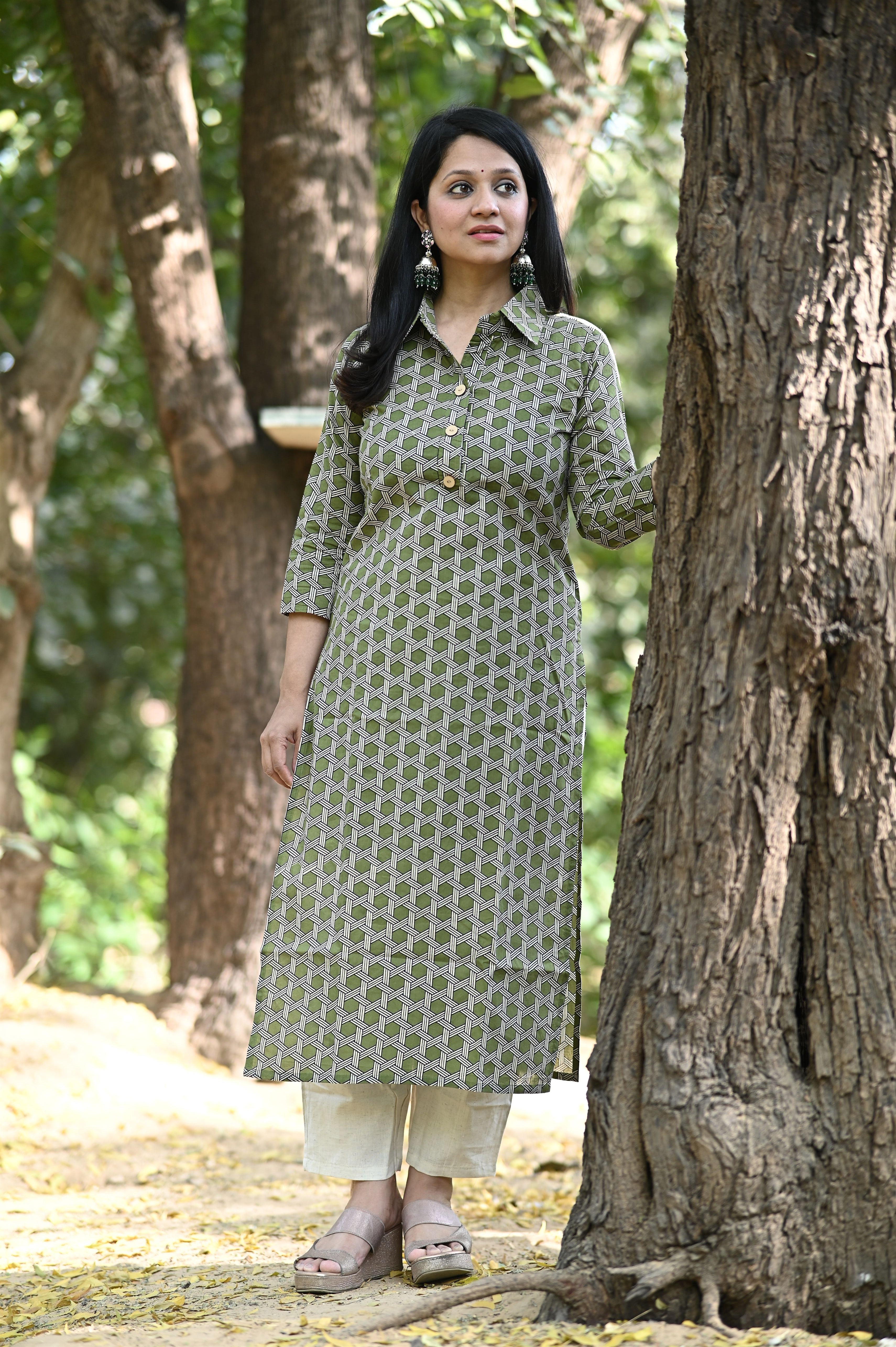 Geni Green Cotton Kurti