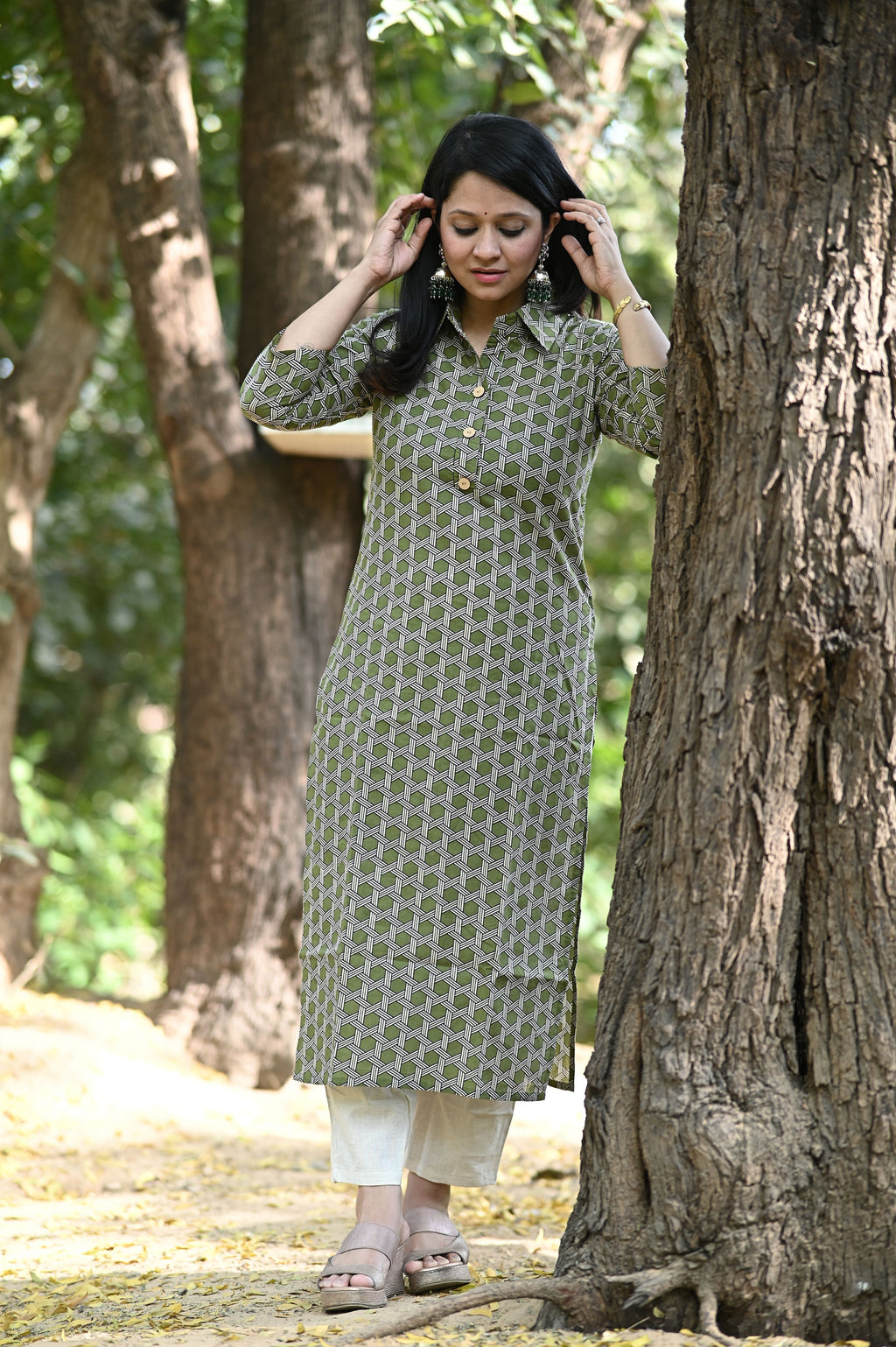 Geni Green Cotton Kurti
