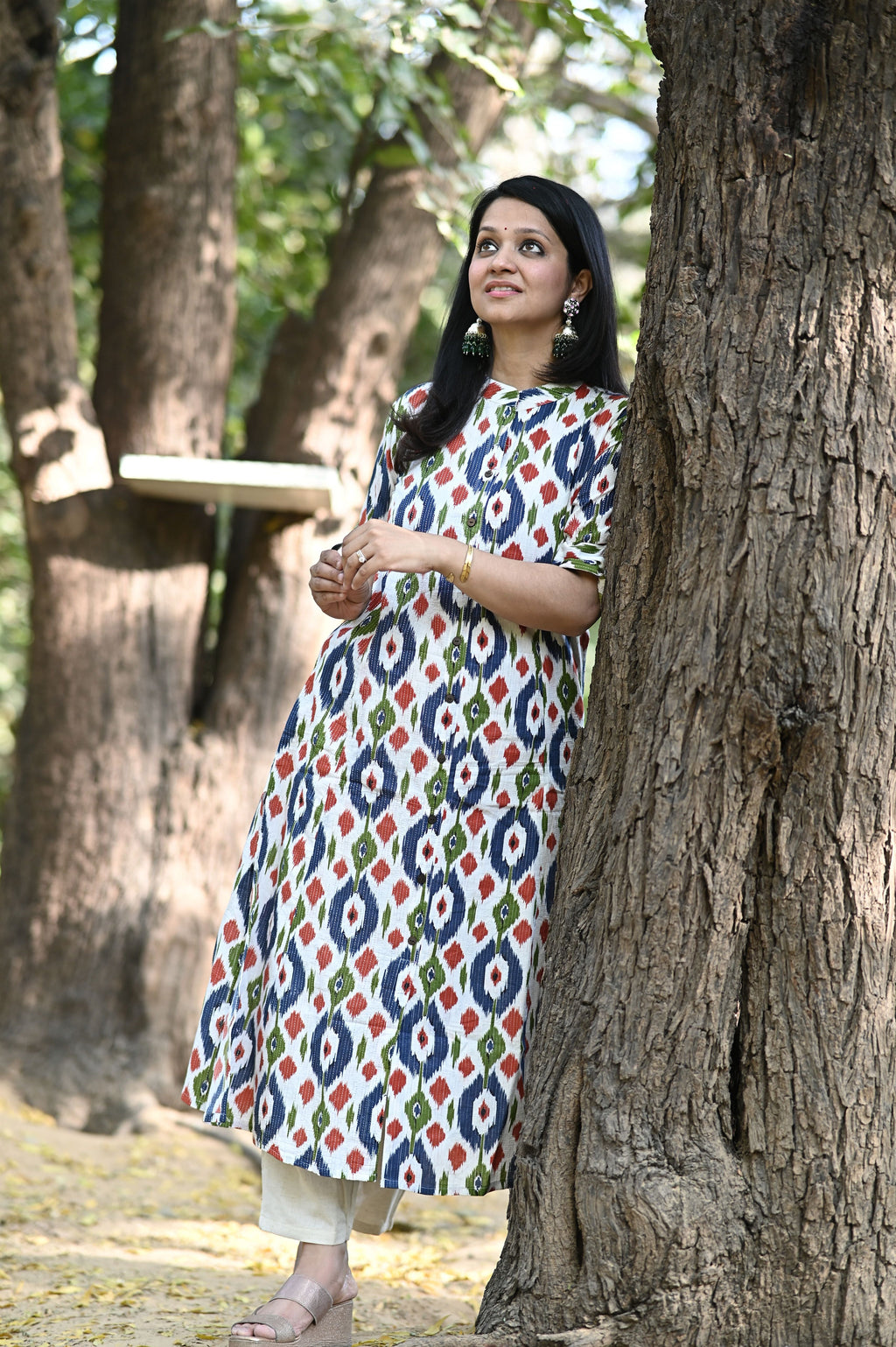 Ikkat Multicolor Cotton Kurti