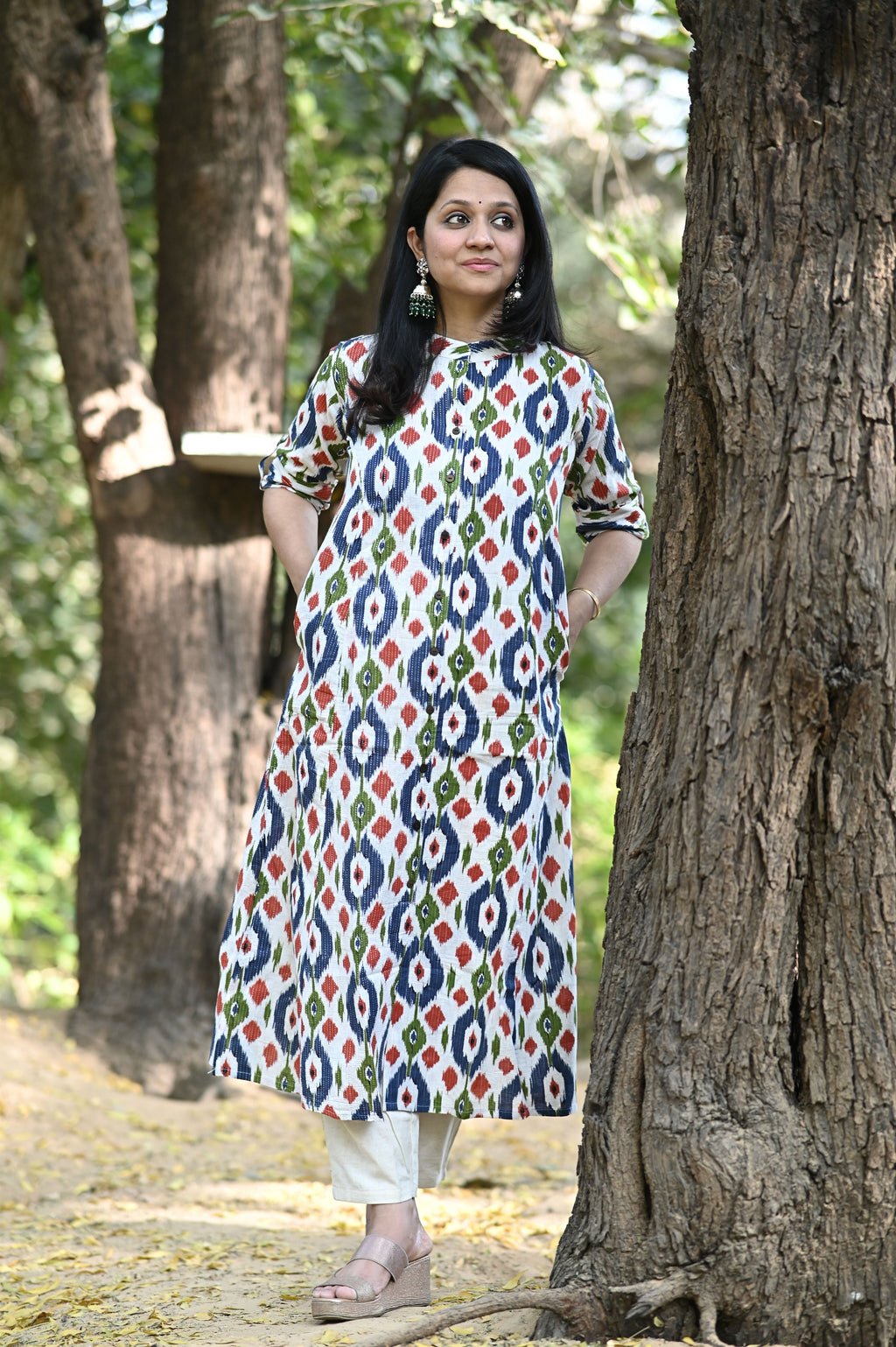 Ikkat Multicolor Cotton Kurti