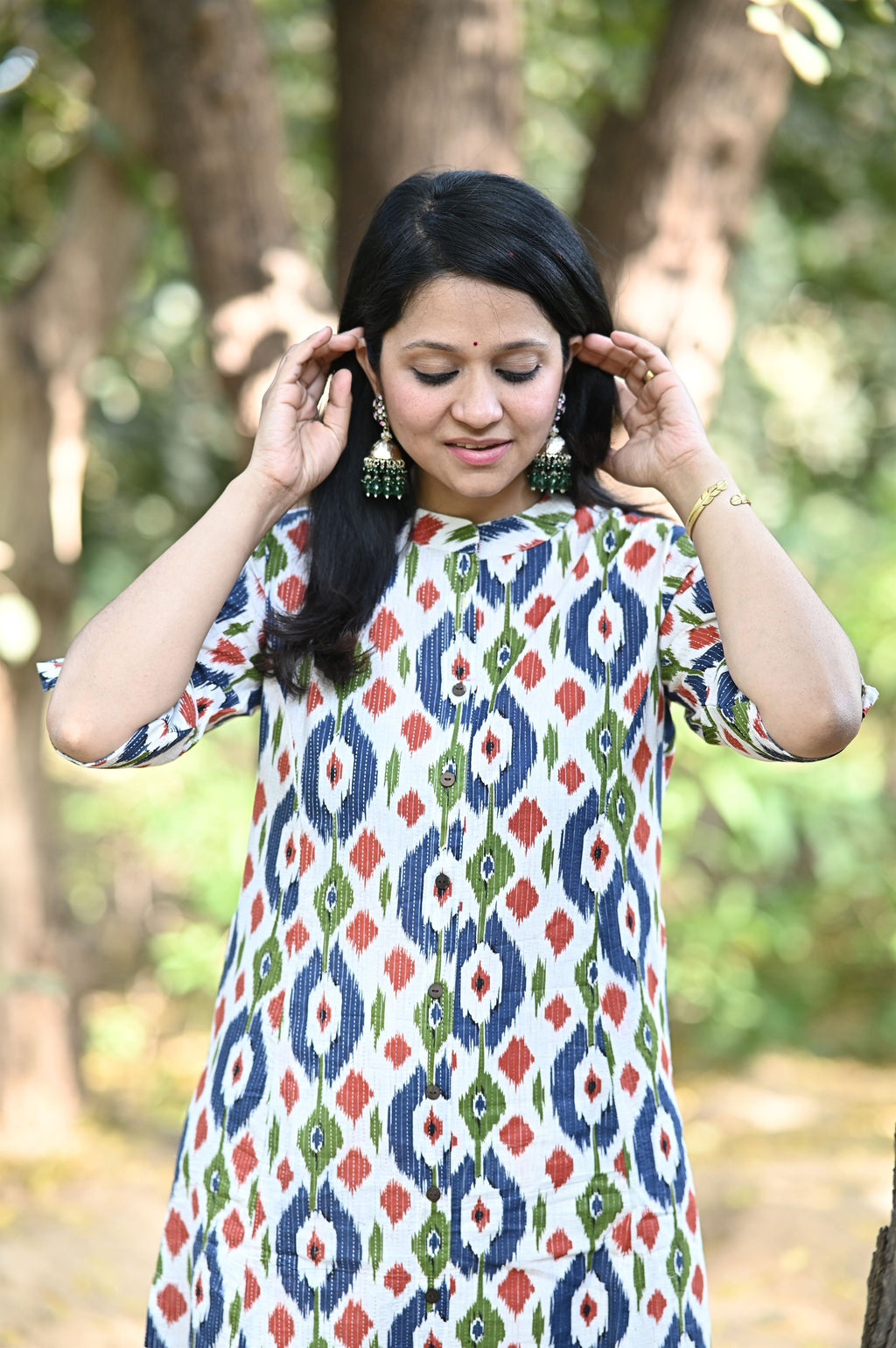 Ikkat Multicolor Cotton Kurti