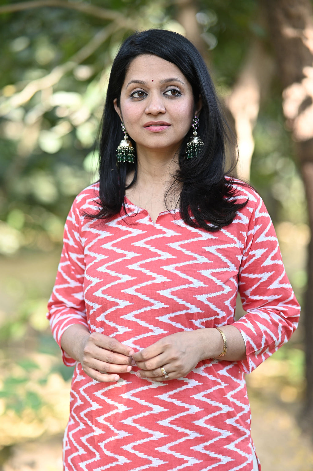 Pink Zig Zag Cotton Kurti