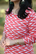 Pink Zig Zag Cotton Kurti