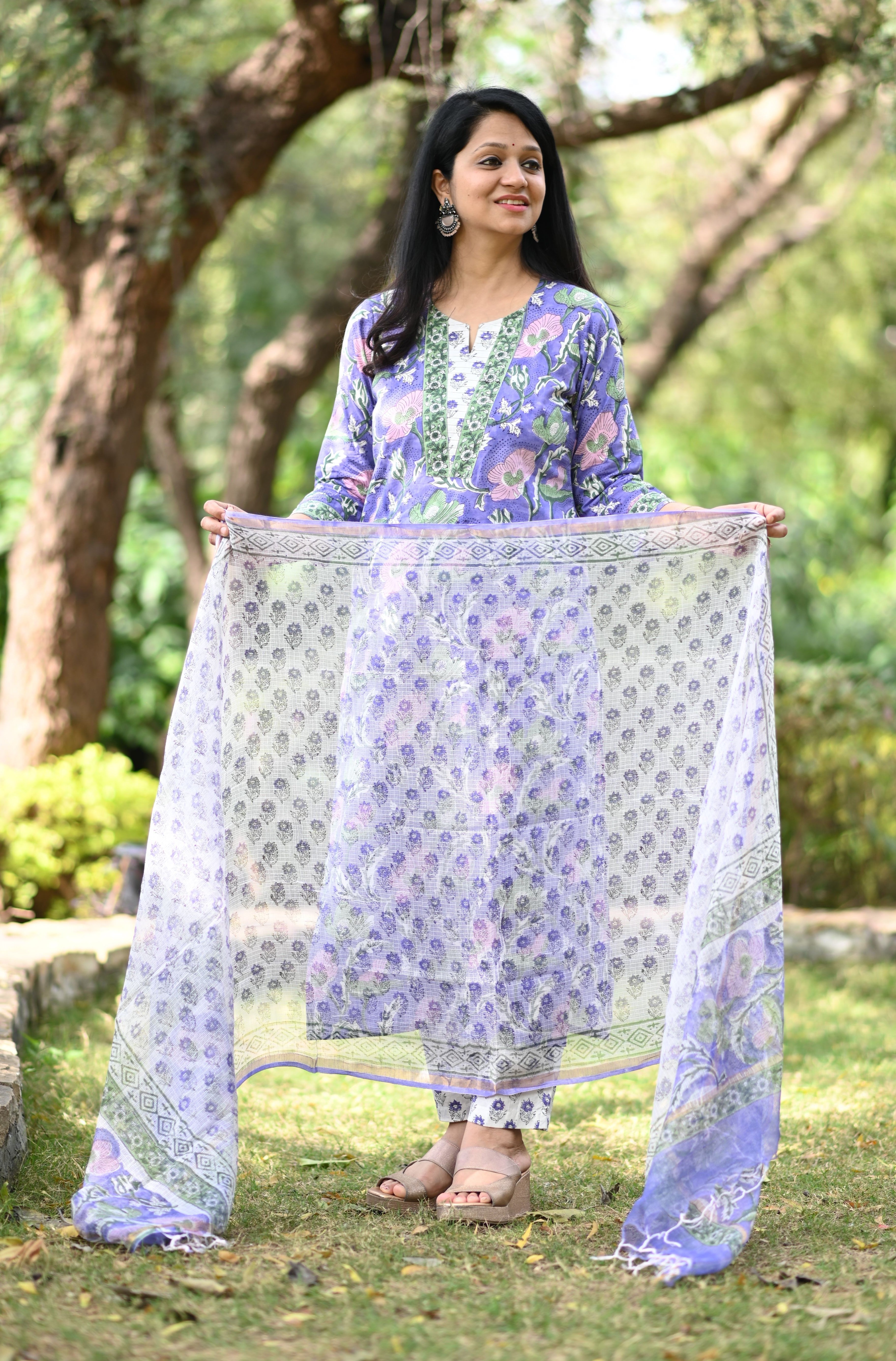 Aditi Hand Block Cotton Suit Set