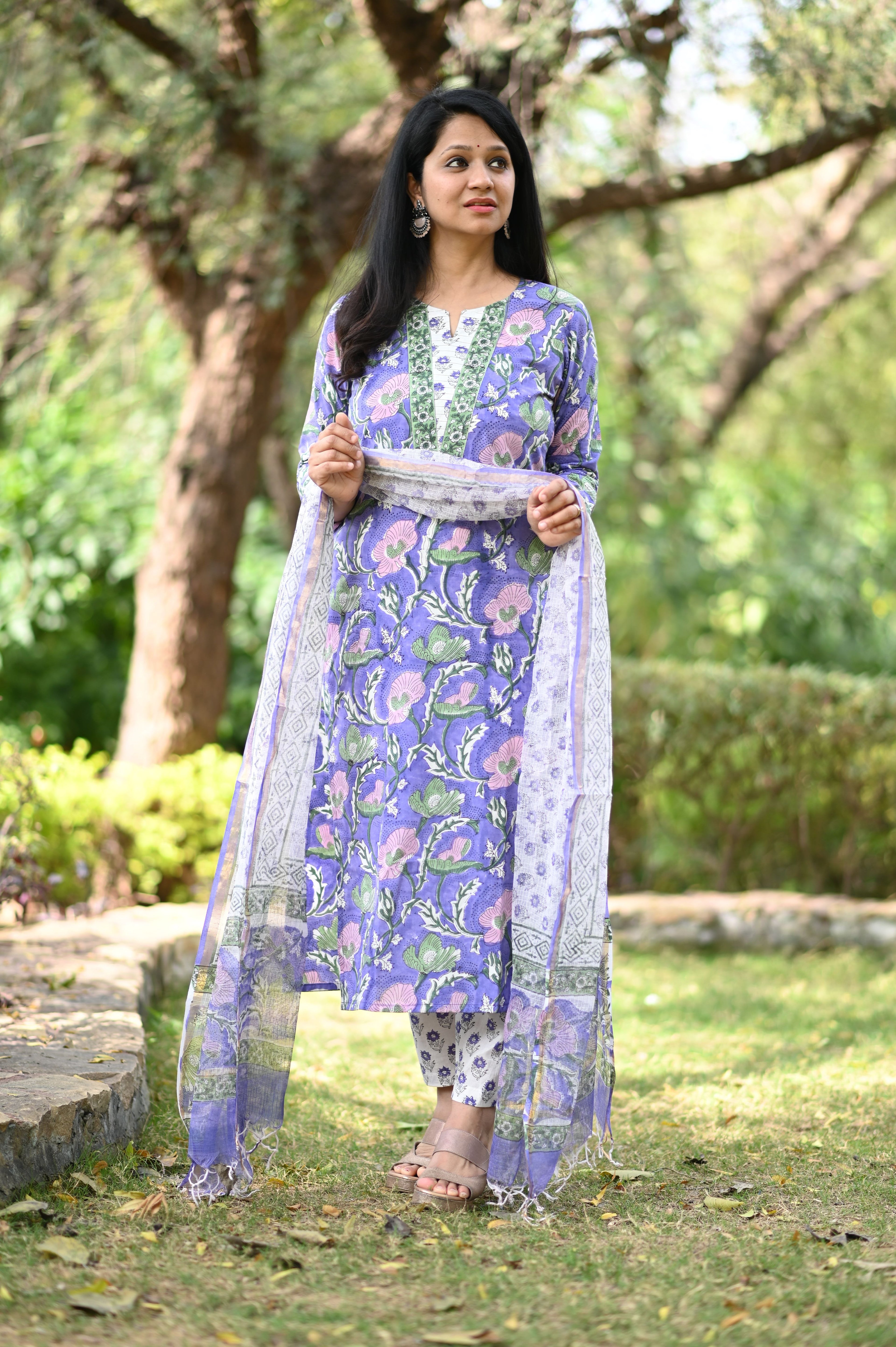 Aditi Hand Block Cotton Suit Set