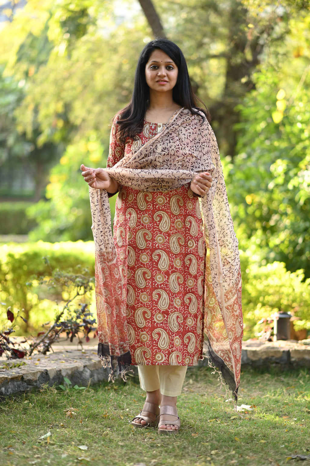 Akshara Hand Block Bagru Printed Cotton Suit Set