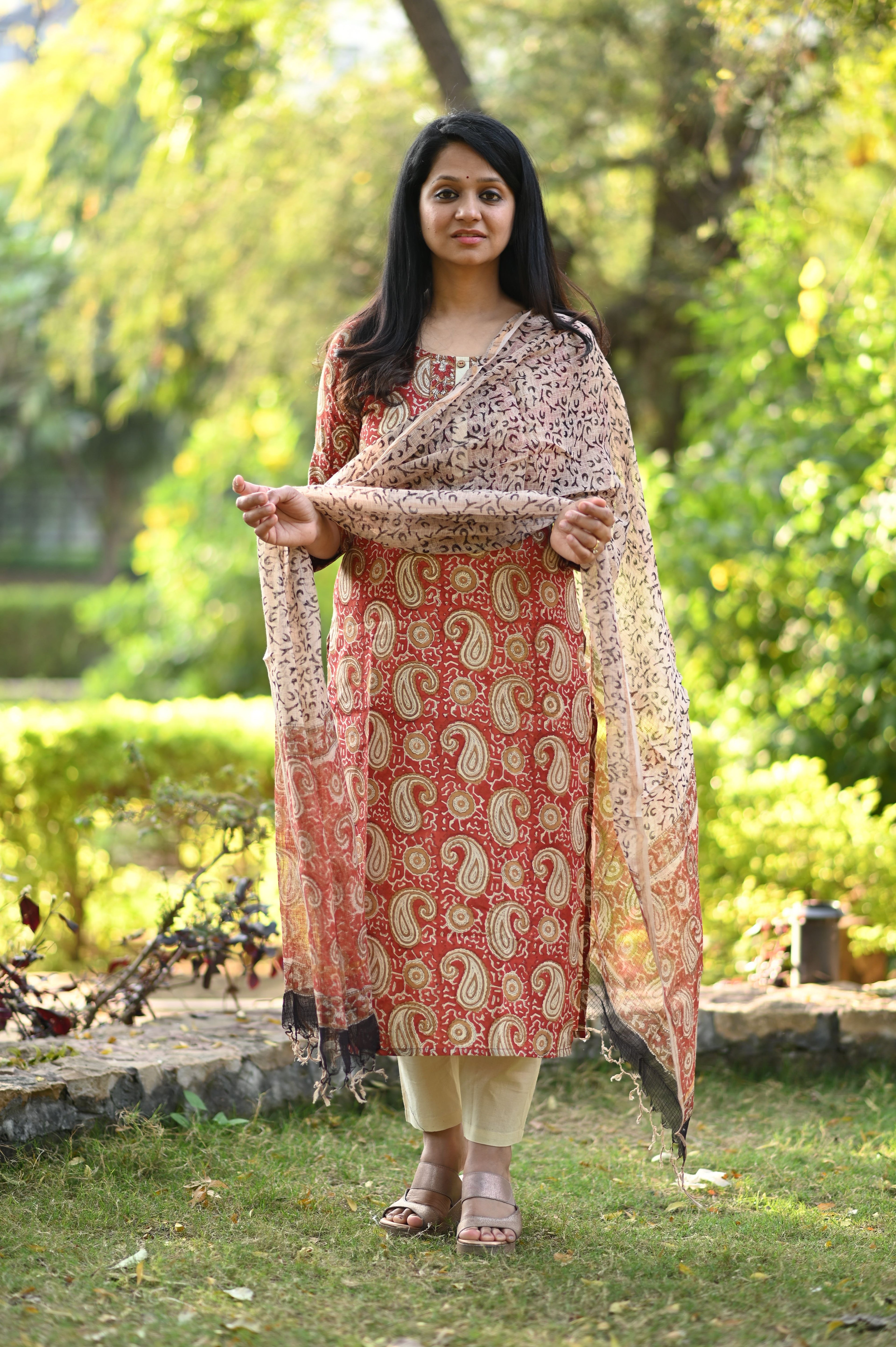 Akshara Hand Block Bagru Printed Cotton Suit Set