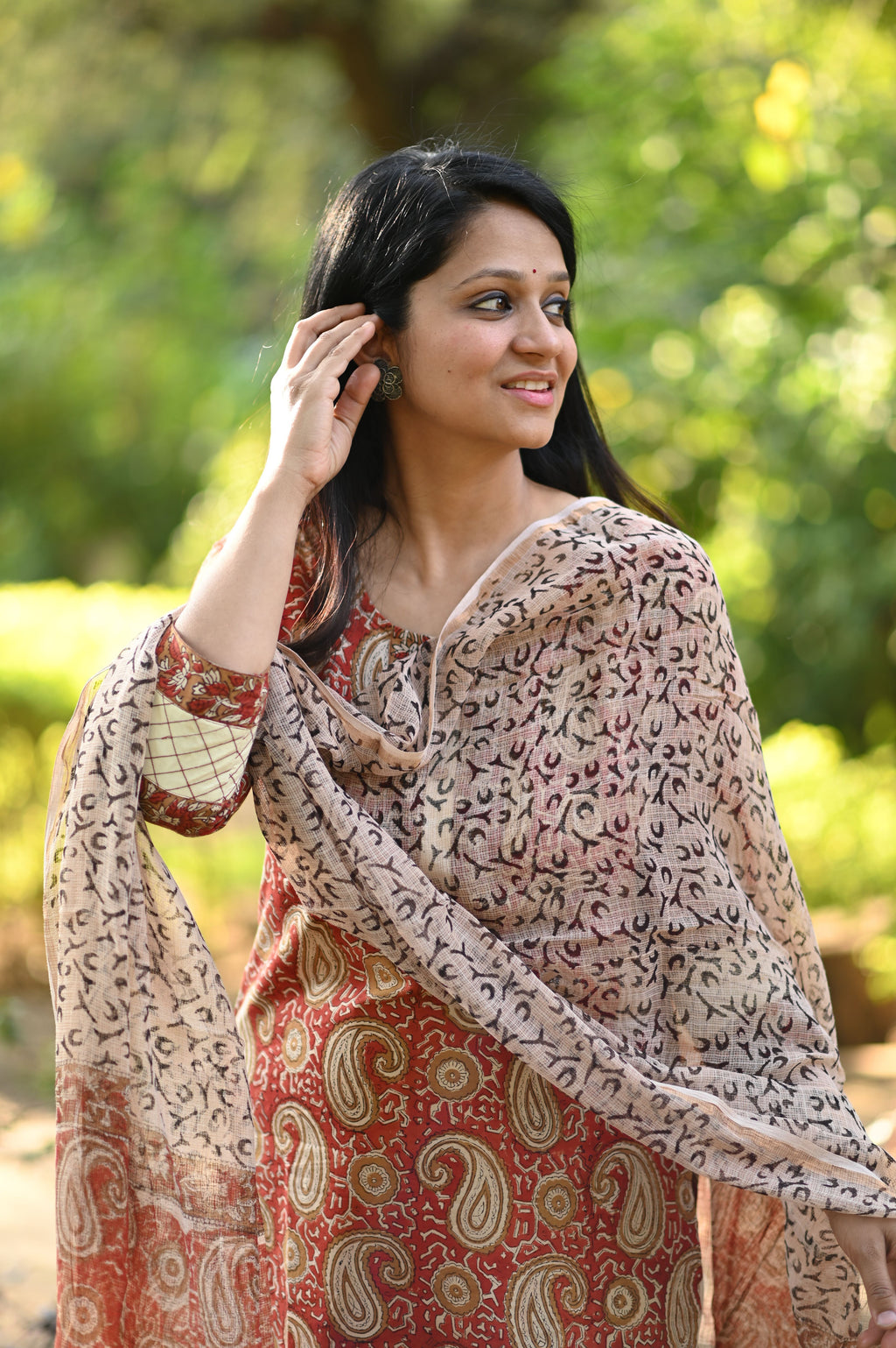 Akshara Hand Block Bagru Printed Cotton Suit Set