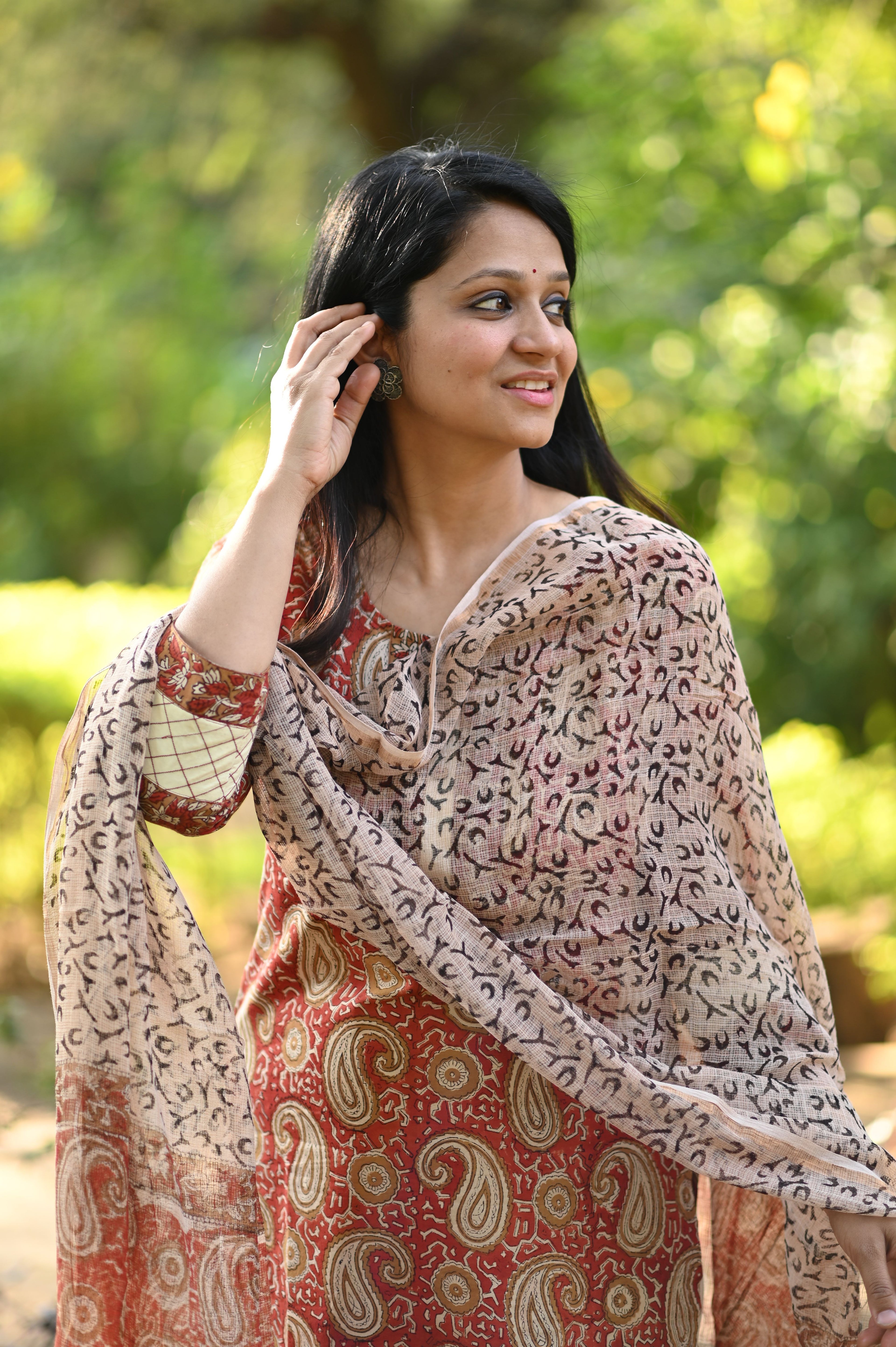 Akshara Hand Block Bagru Printed Cotton Suit Set