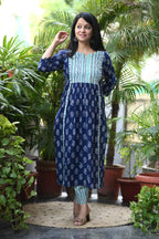 Aarvi Indigo Cotton Kurta Pant Set