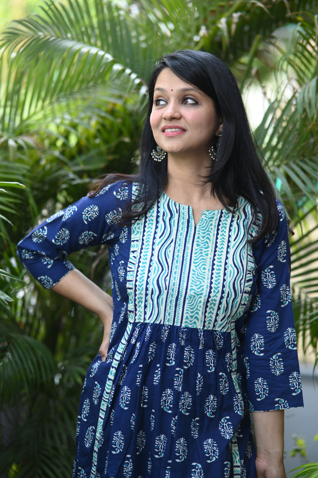 Aarvi Indigo Cotton Kurta Pant Set