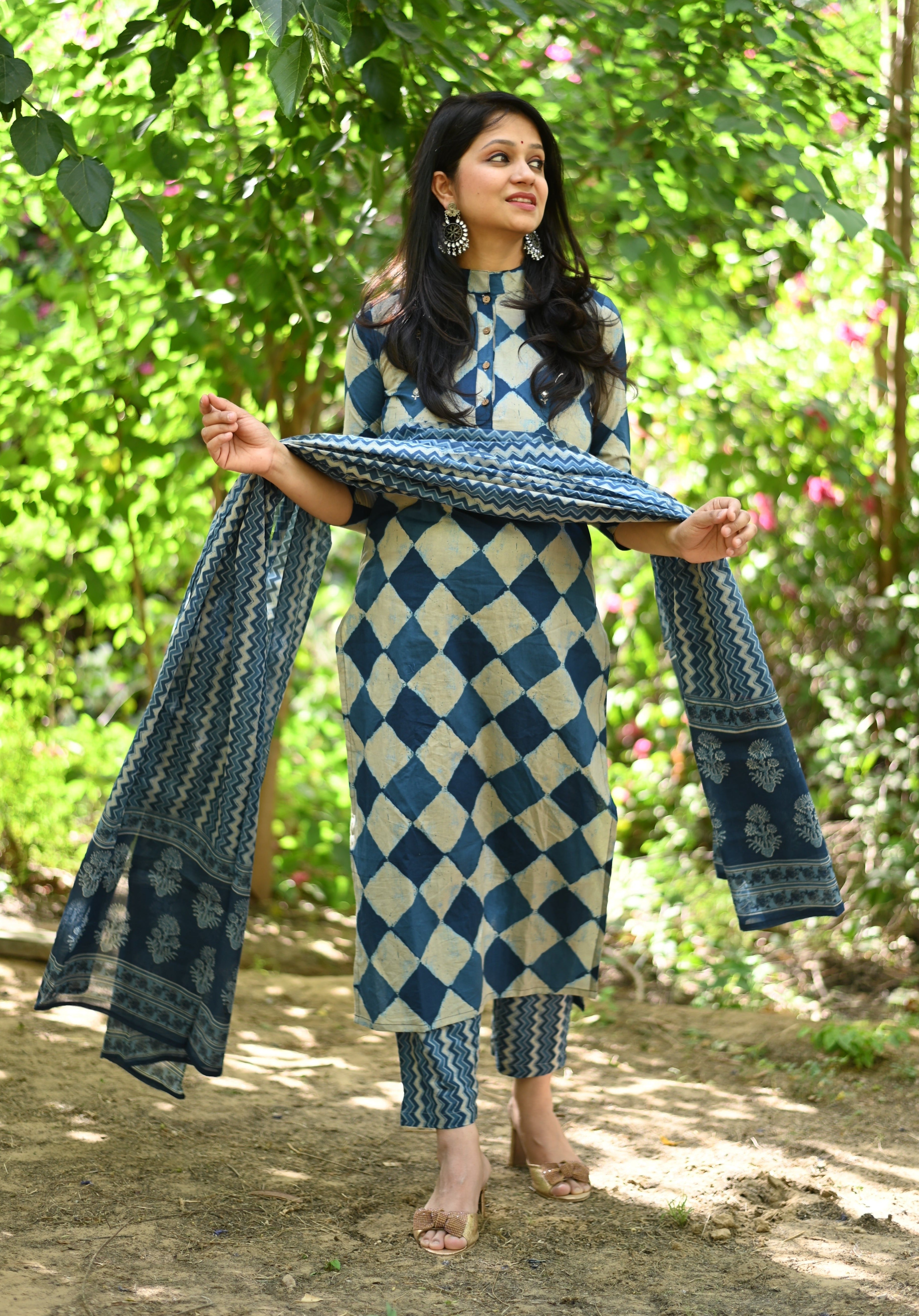 Indigo Cotton Suit Set