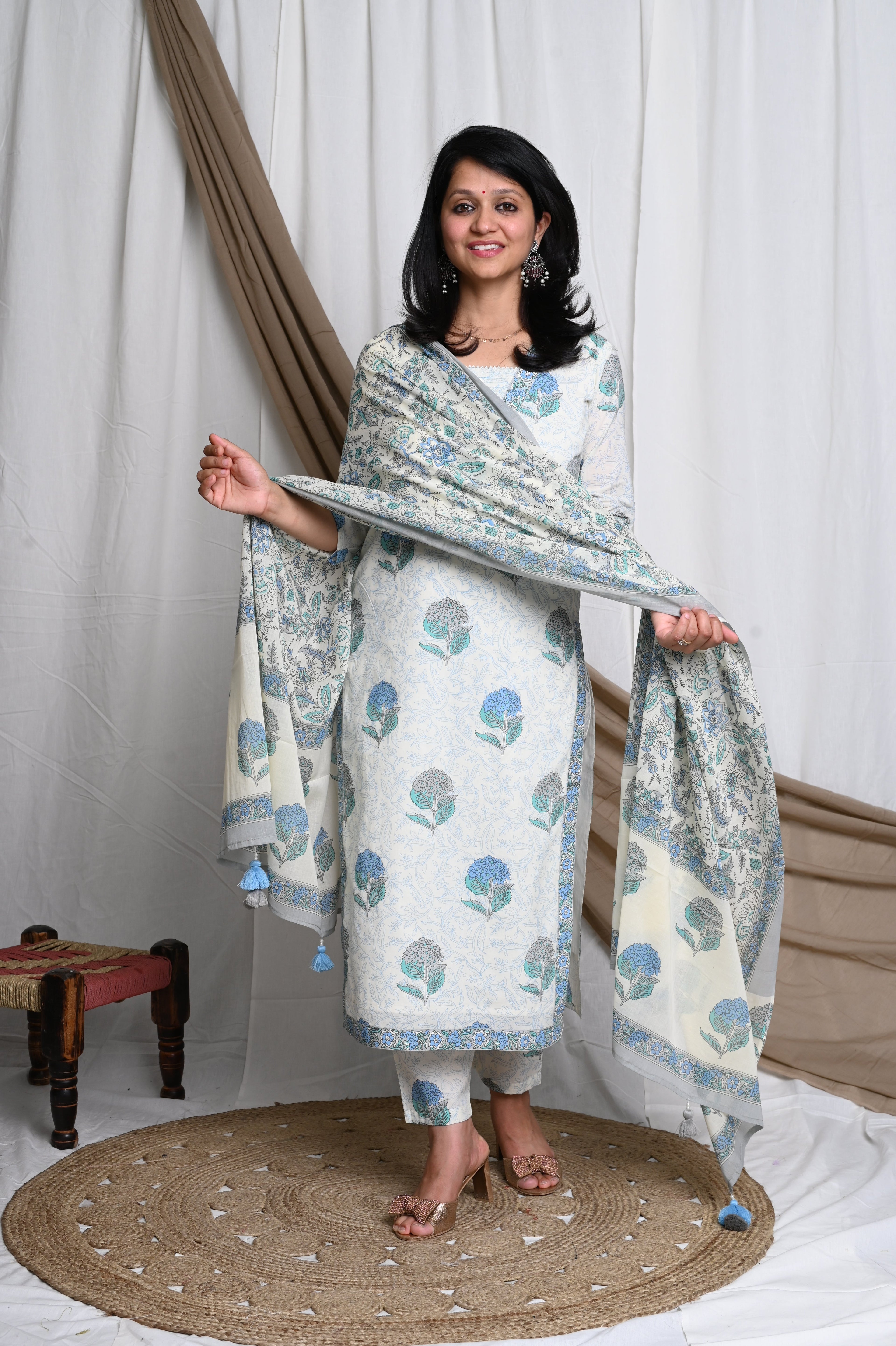 Shweta Handblock Cotton Suit Set