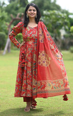 Mishka Floral Anarkali Cotton Sut Set