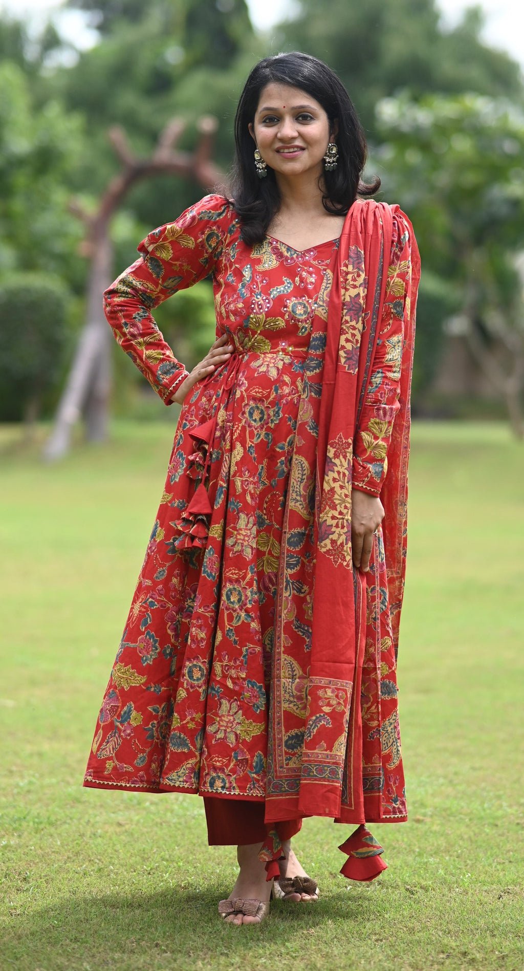 Mishka Floral Anarkali Cotton Sut Set