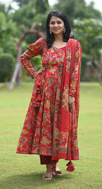 Mishka Floral Anarkali Cotton Sut Set