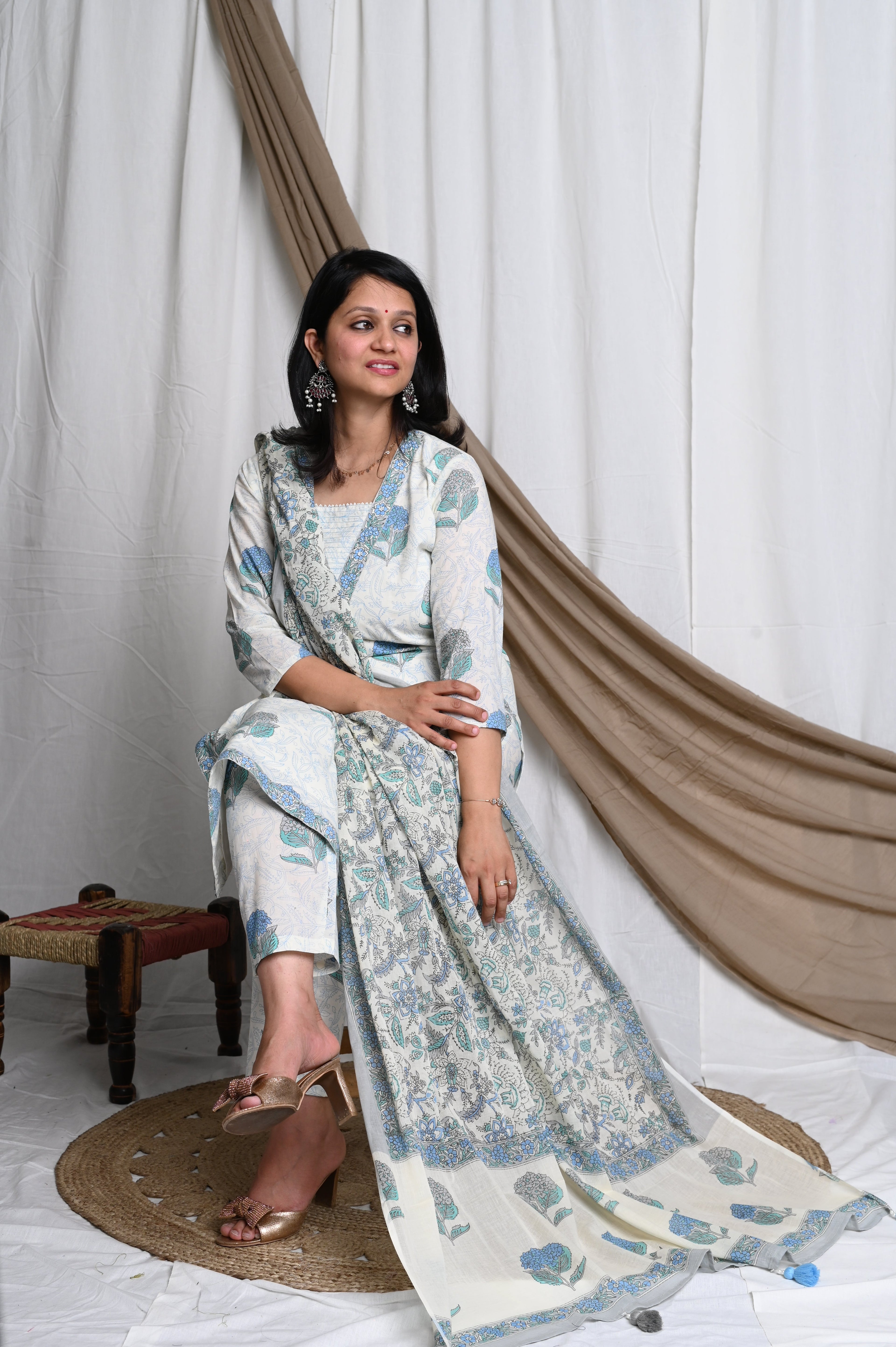 Shweta Handblock Cotton Suit Set