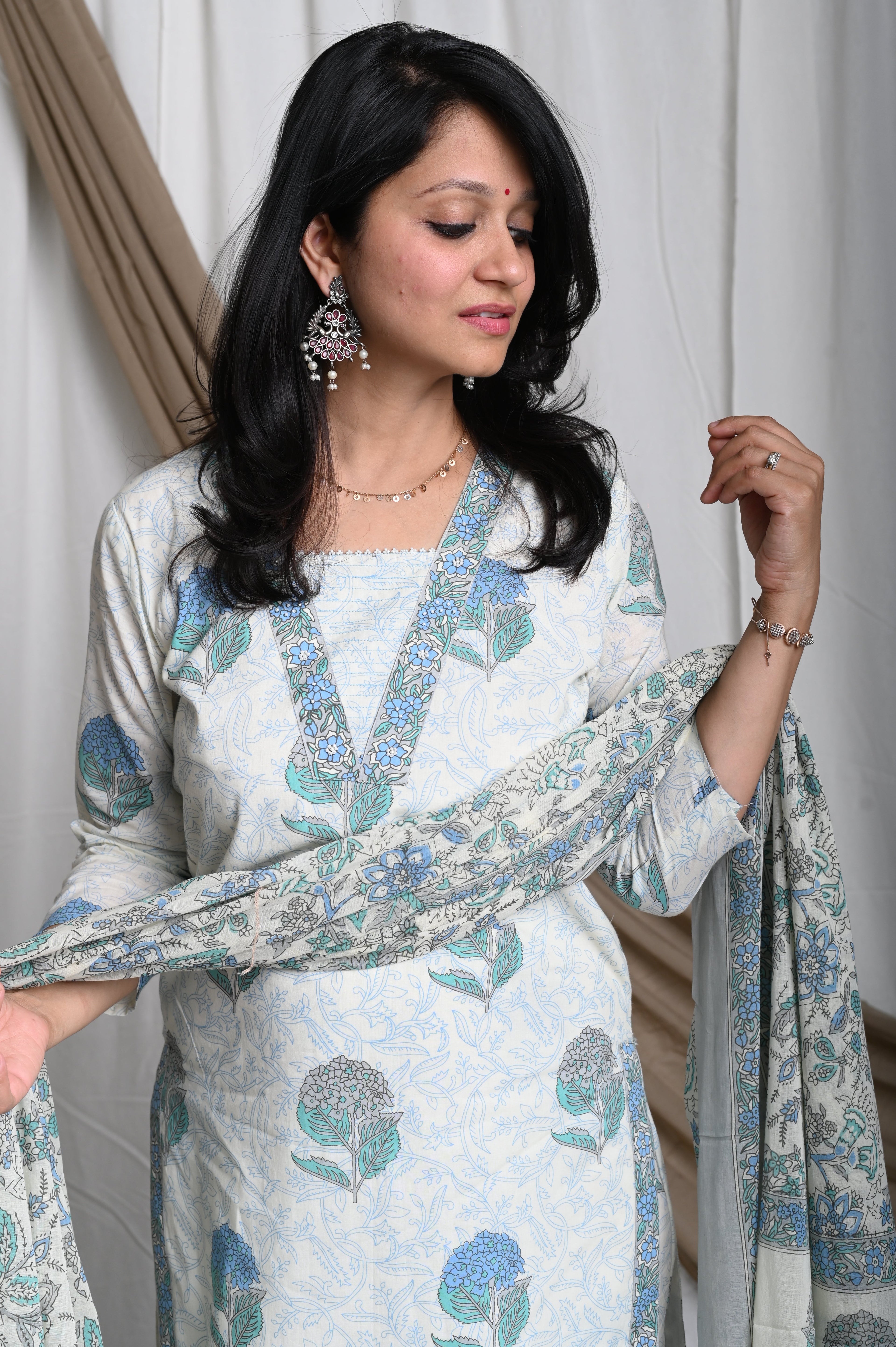 Shweta Handblock Cotton Suit Set