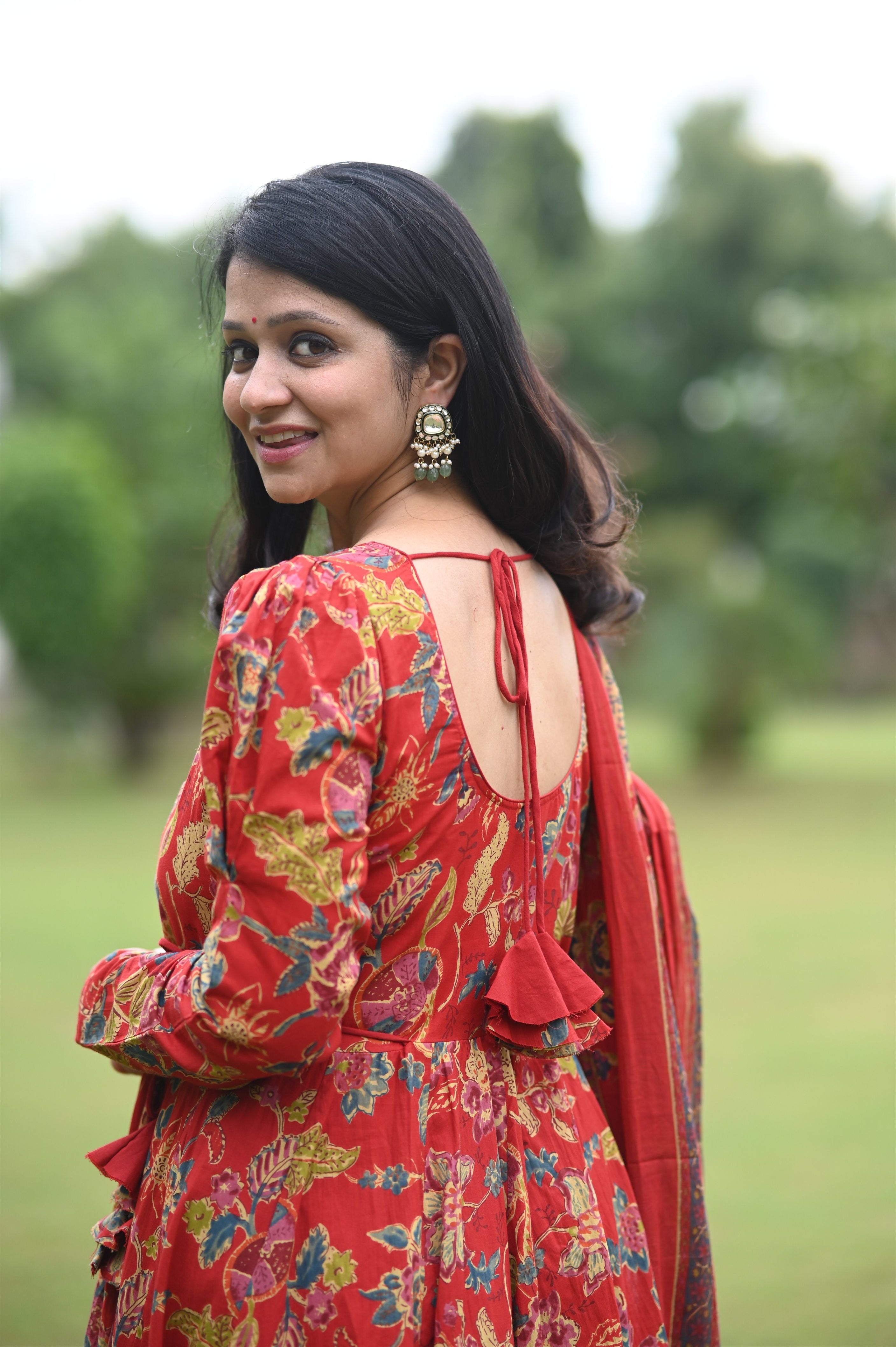 Mishka Floral Anarkali Cotton Sut Set