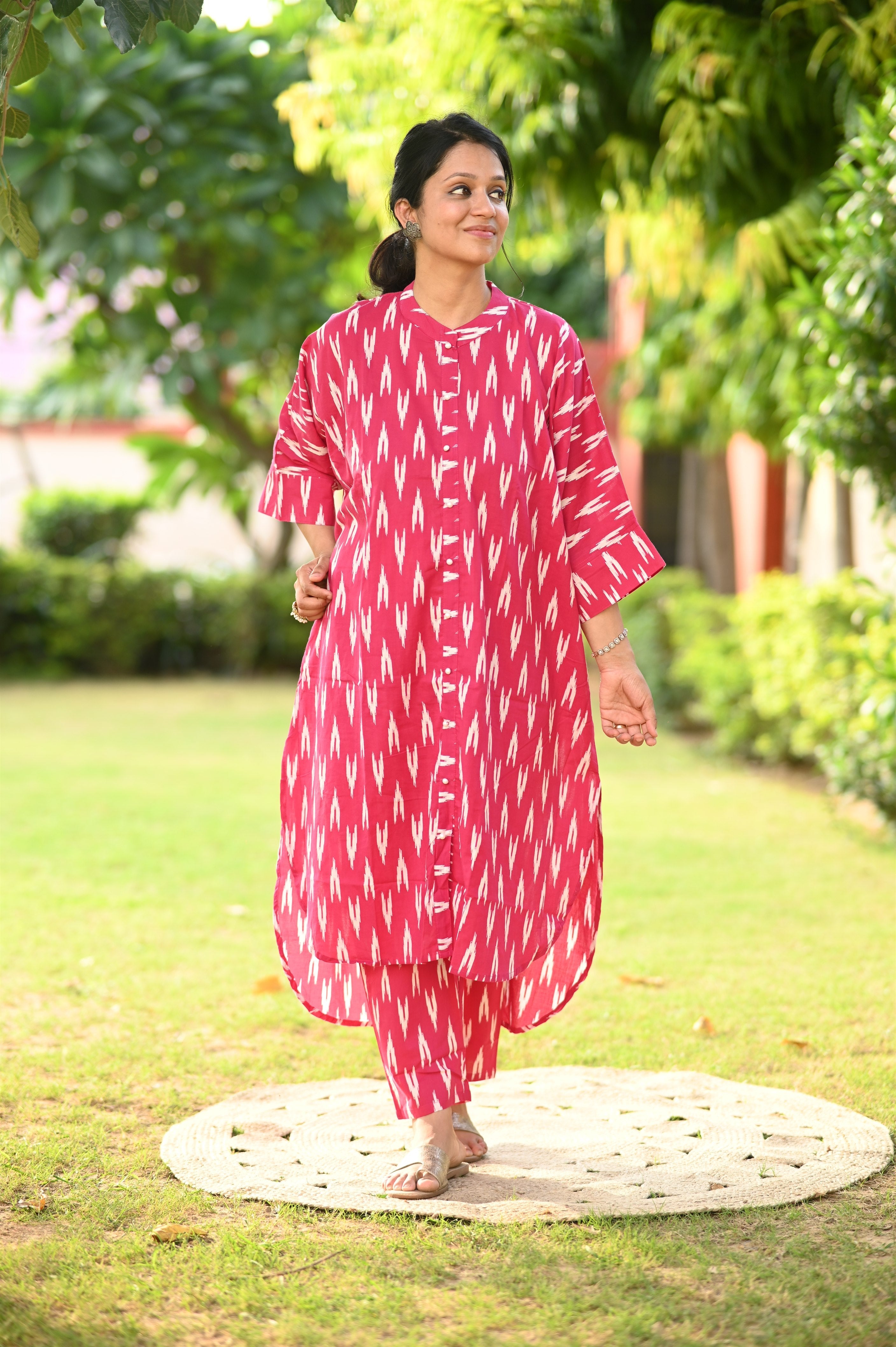 Pink Ikkat Cotton Set