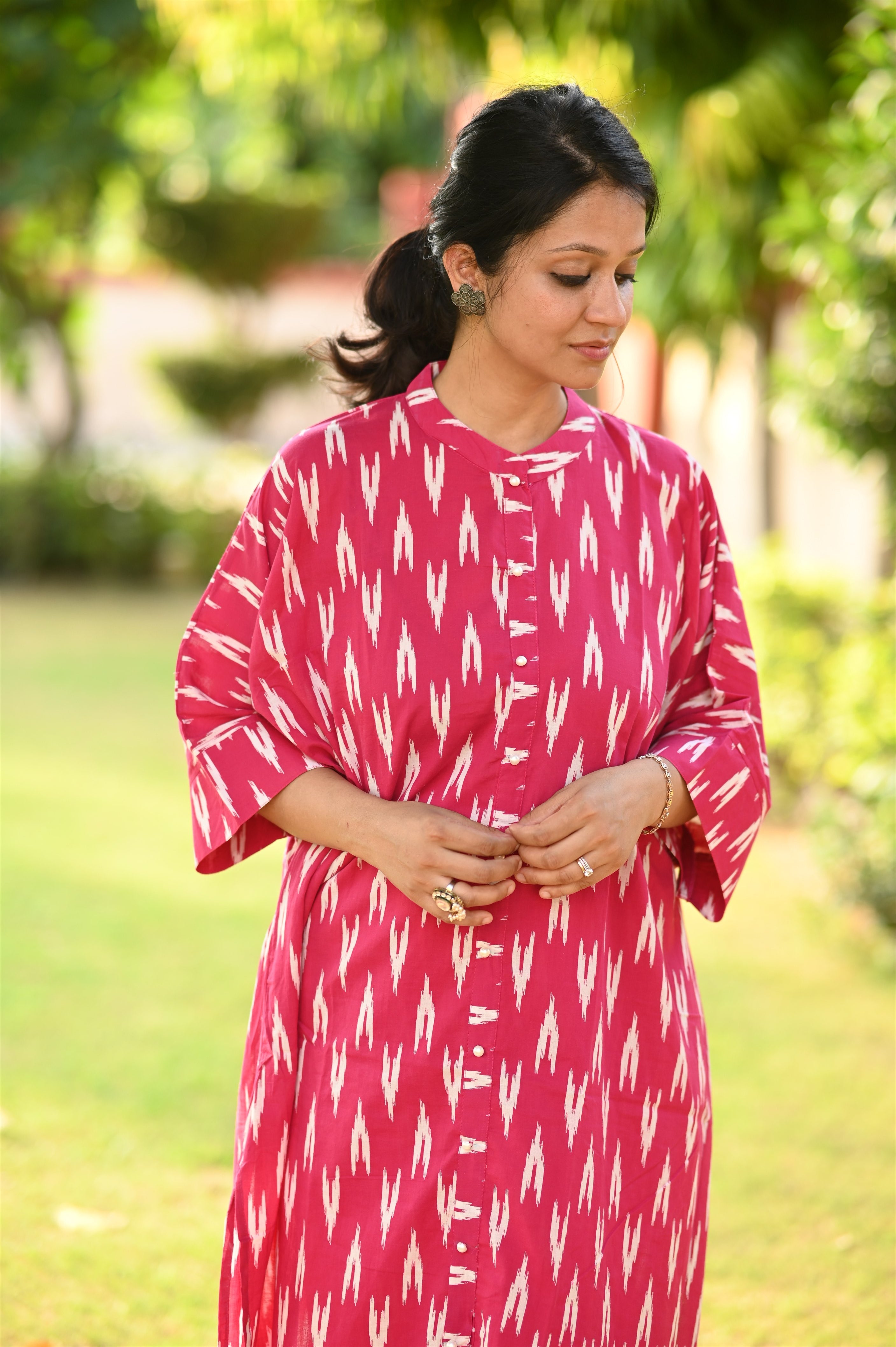 Pink Ikkat Cotton Set