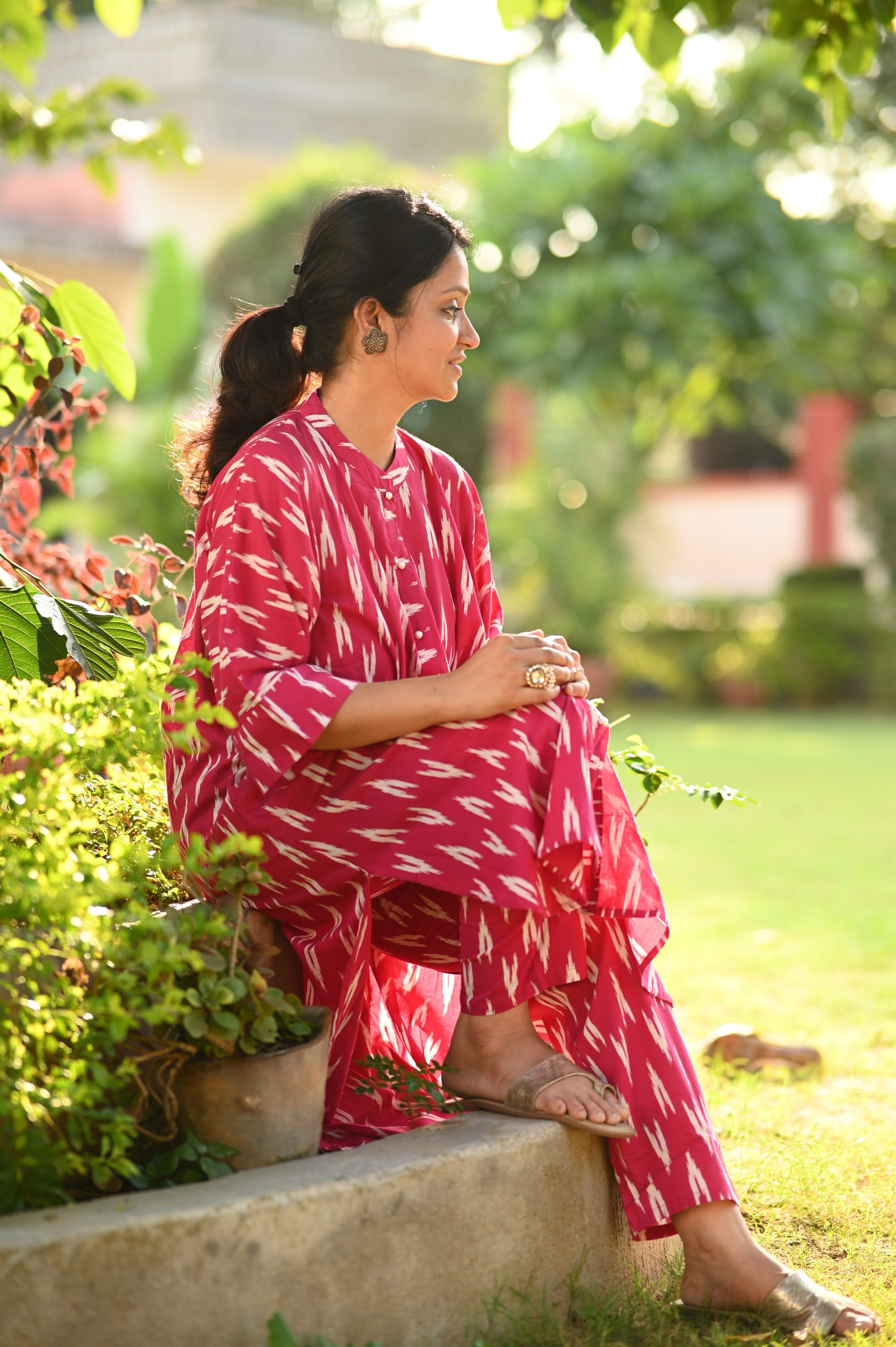 Pink Ikkat Cotton Set