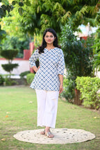 Azure Cotton Short Kurti