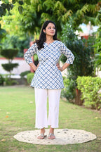 Azure Cotton Short Kurti