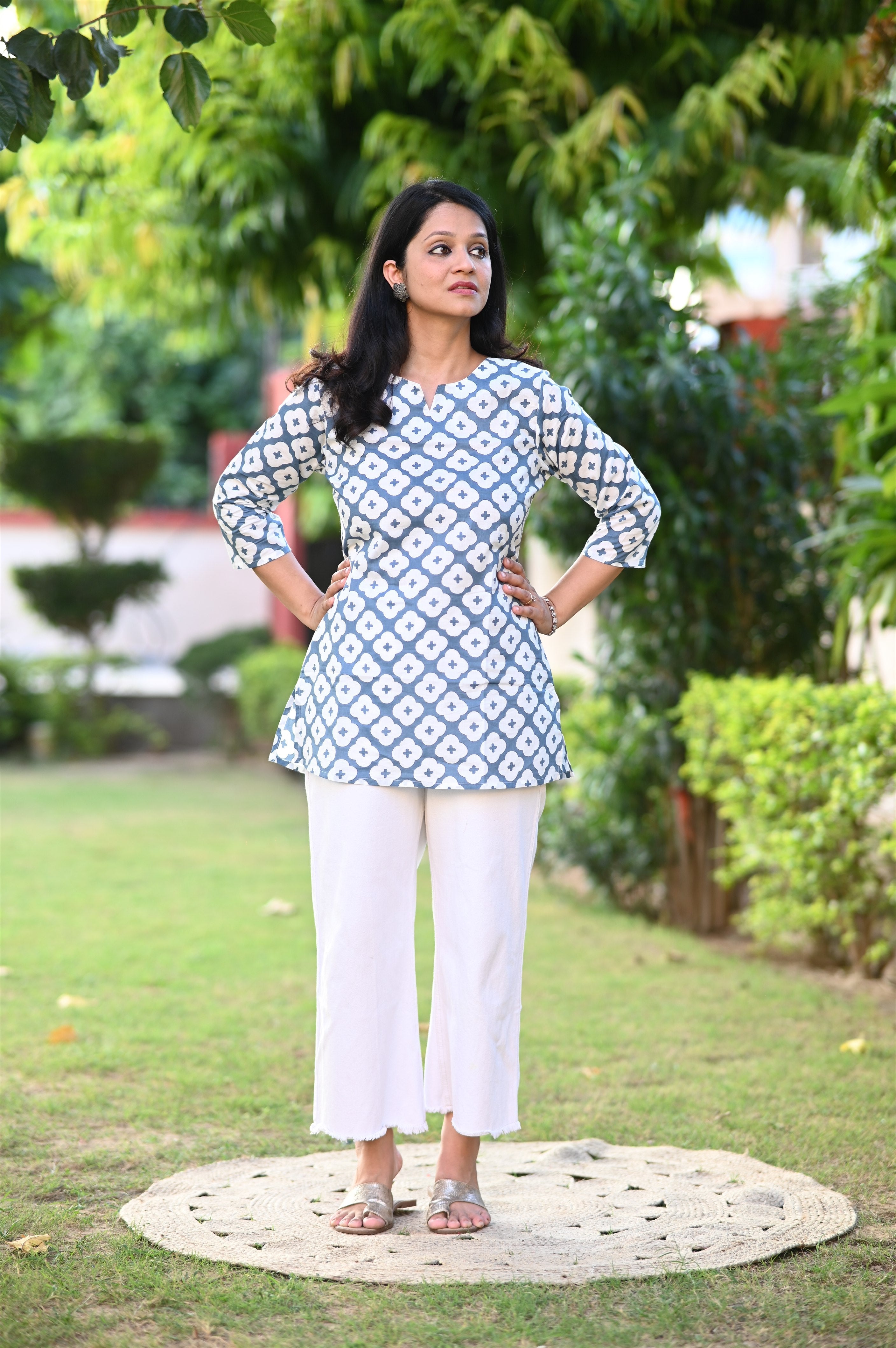Azure Cotton Short Kurti