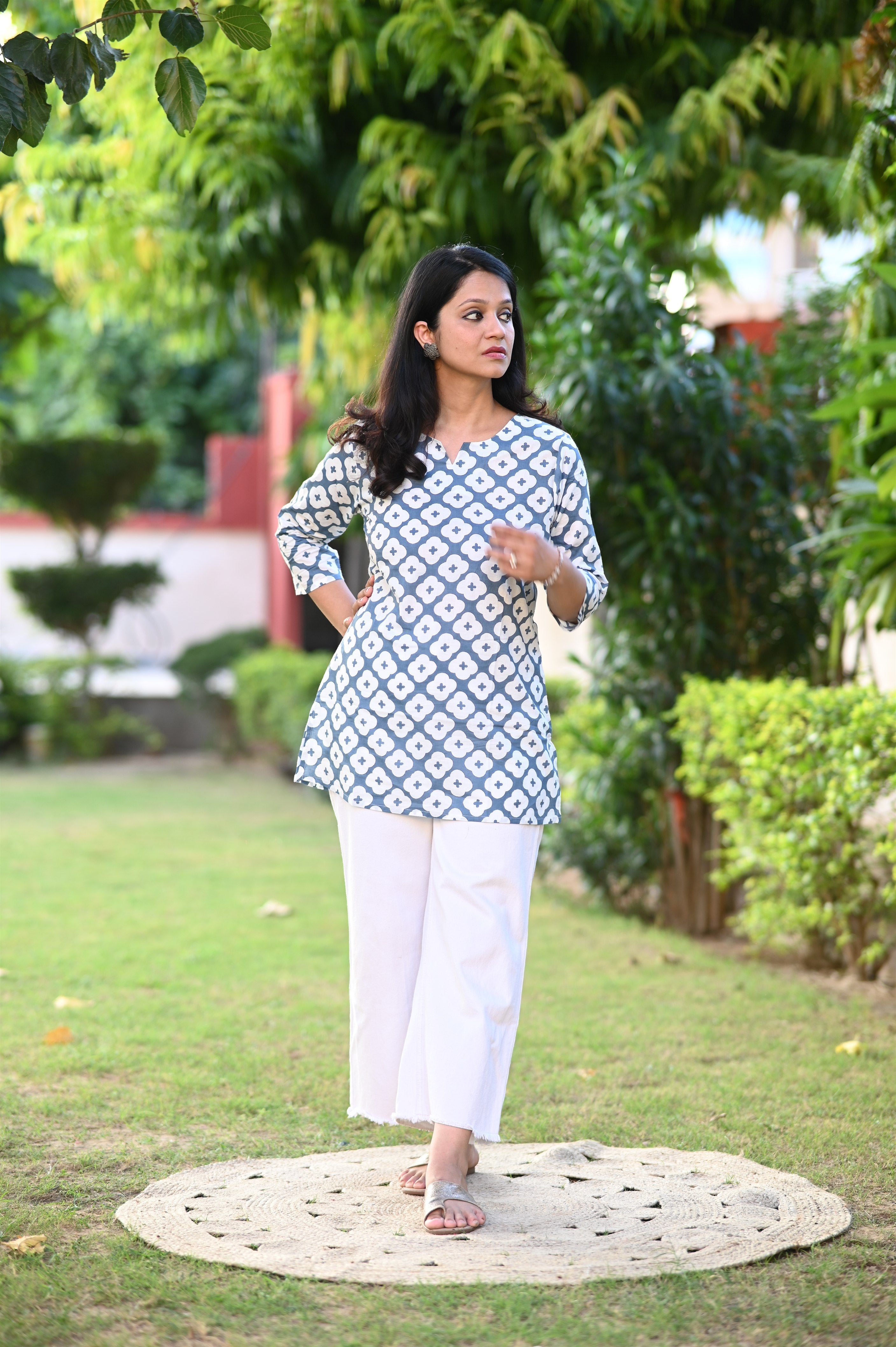 Azure Cotton Short Kurti