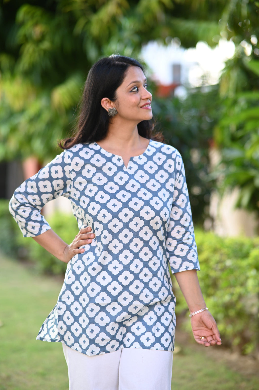 Azure Cotton Short Kurti