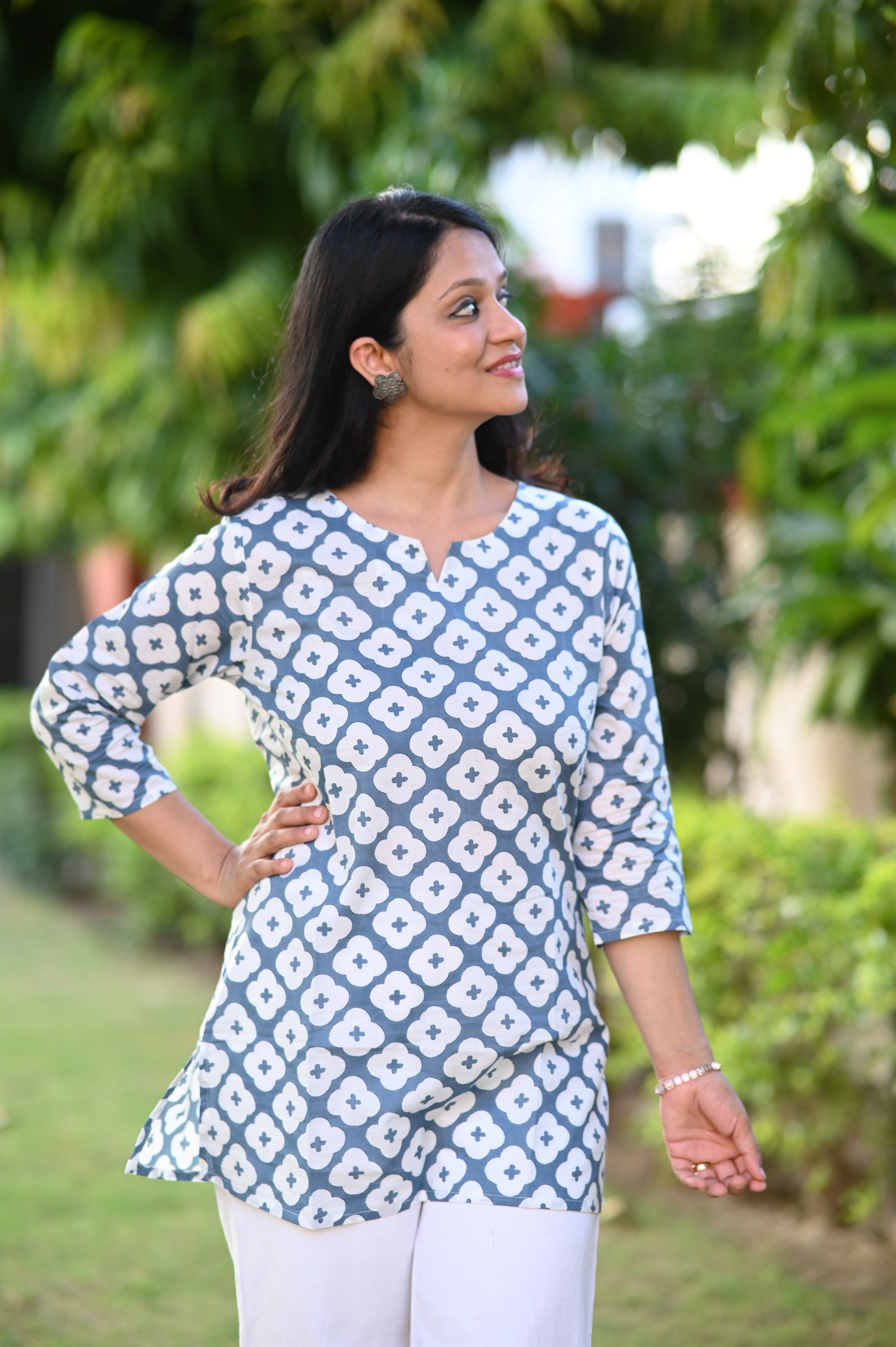 Azure Cotton Short Kurti