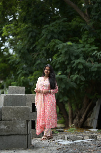 AARIYA Handblock Kurti Set - TADA