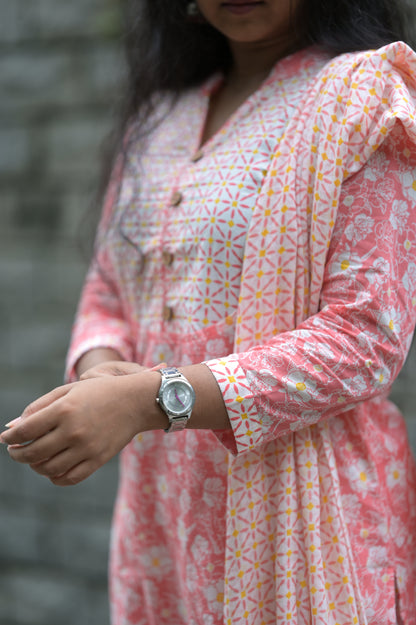 AARIYA Handblock Kurti Set - TADA