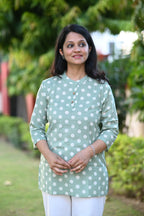 Green Polka Dot Short Kurti