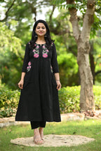 Kasturi Black Kurta Pant Set