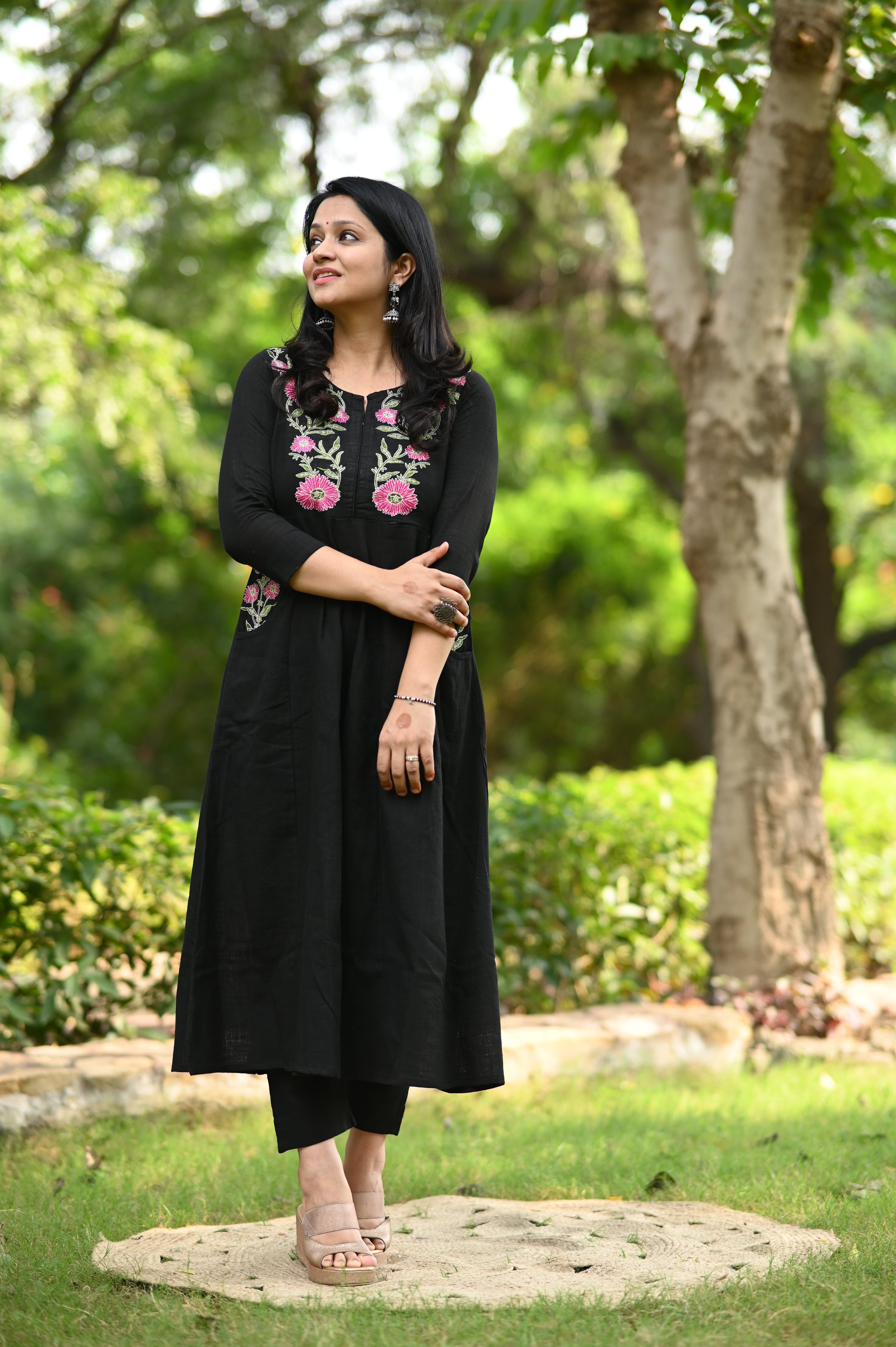 Kasturi Black Kurta Pant Set