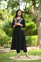 Kasturi Black Kurta Pant Set