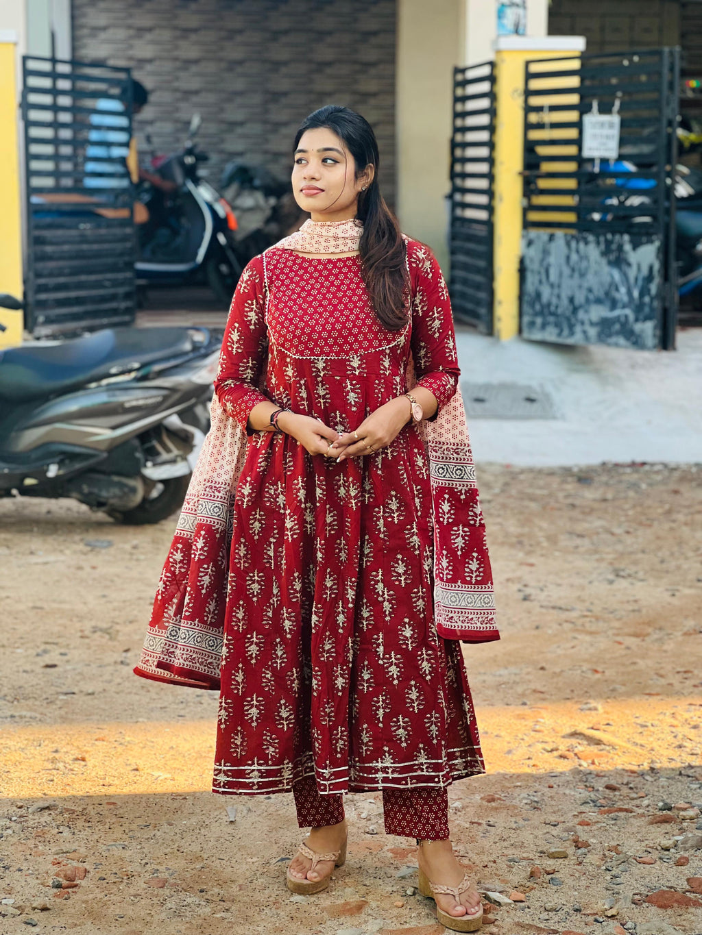 INARAH Cotton Anarkali set