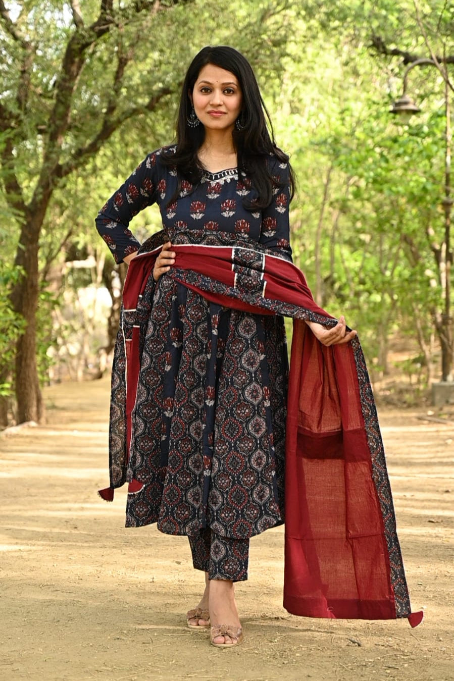 Myra Double Ajrakh Print Cotton Suit Set