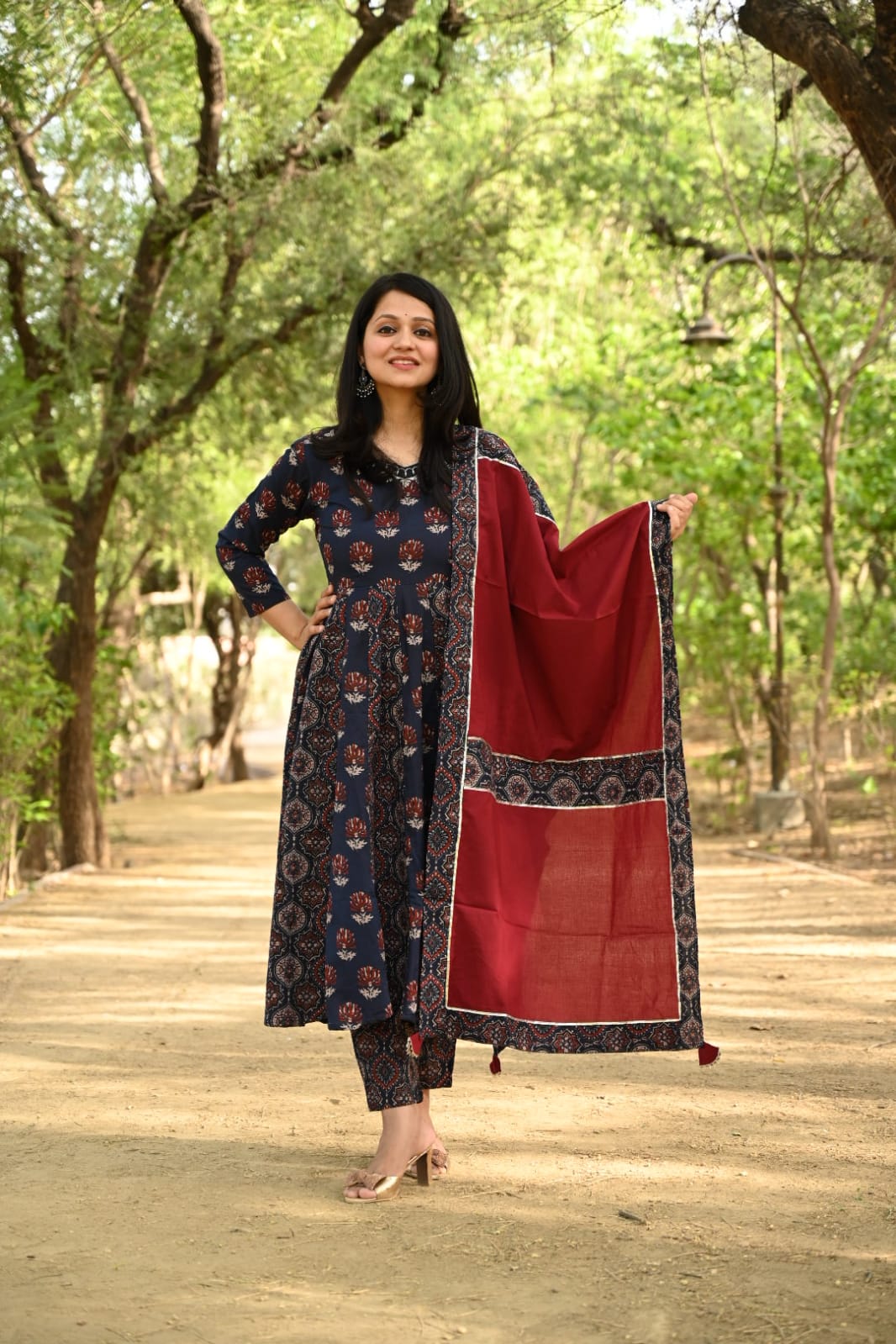 Myra Double Ajrakh Print Cotton Suit Set